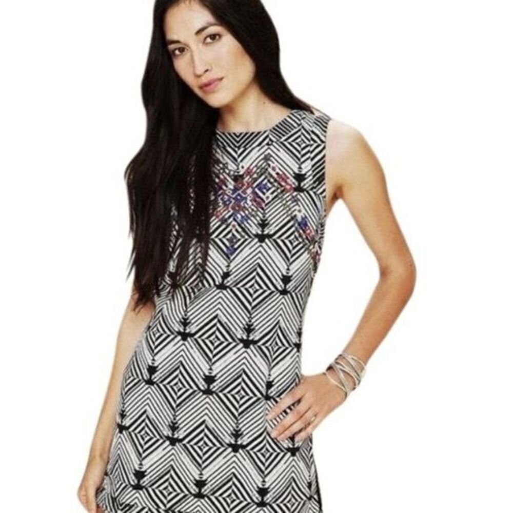 FREE PEOPLE Striped Romantic Geometric Mini Beaded Dress MEDIUM